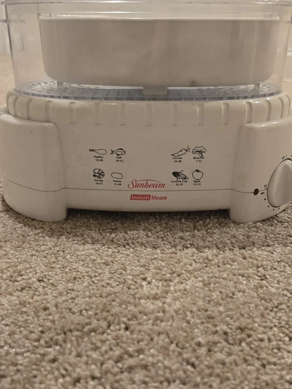 Sunbeam White Instant Steam Food Steamer Base